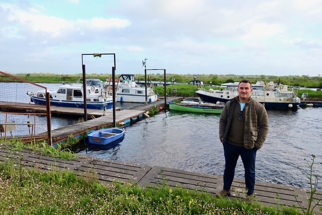 Boats moored at the marina